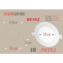Odea 10 Adet 6 Watt Slim LED Panel Beyaz Işık Metal Kasa (Delik Çapı : 10,5cm)