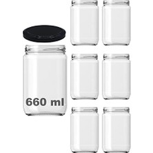Odea Afracam 660 ml Şeffaf Cam Kavanoz 660 cc Konserve Metal Kapaklı Cam Kavanoz 6 Adet (Şeffaf, 660 Cc)