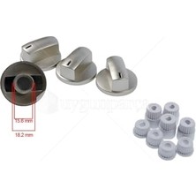 Odea Universal Ocak Düğme Takımı, Gri Inox, Tüm Marka Fırınlar ile Uyumlu