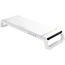 Junglee Ice Cooler T1 Laptop Sehpası Rgb Işıklı Mönitör Standı Ekran Altlığı 4 USB Hub Telefon Tutuculu Çekmeceli Mönitör Yükseltici Katlanabilir Yükseklik Ayarlı Altlık 30KG Taşıma Kapasiteli