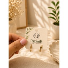 Rizmir Gold Renk Şimşek Figürlü Sallantılı Kadın Çivi Küpe