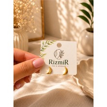 Rizmir Gold Renk Hilal Figürlü Minimal Kadın Çivi Küpe
