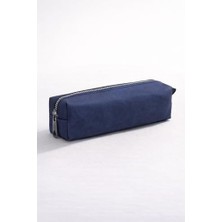 Odea 01107 Suni Deri Suya Dayanıklı Geniş Hacimli Fonksiyonel Kalemlik Kalem Kutusu (Lacivert)