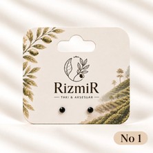 Rizmir Siyah Taşlı Yuvarlak Kadın Küpe No 1