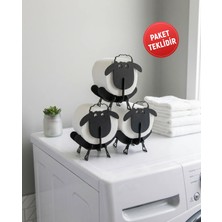 Dekoratif Metal Koyun Tuvalet Kağıdı Standı-Tekli - Banyo Organizeri, Banyo Aksesuarı, Ev Hediyesi | 12X14 cm Siyah KAF1357 | Enova Art