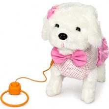 Odea Vardem Peluş Tasmalı Yürüyen Köpek Oyuncak, Pembe Fiyonklu Sevimli Peluş Köpek, Hareketli Evcil Hayvan Oyuncağı, Çocuklar Için Rol Yapma ve Bakım Oyunu PFT-B025