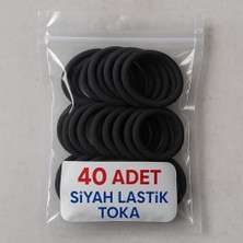 Odea Siyah Kadın Saç Tokası 40 Adet Orta Boy Esnek Havlu Lastik Toka
