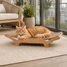 Odea Gobypet Sisal Kedi Tırmalama Yatağı, Ahşap Ayaklı Tırmalama Yatağı, Doğal Dokuma Yüzey, 64 x 42 x 13,5 cm