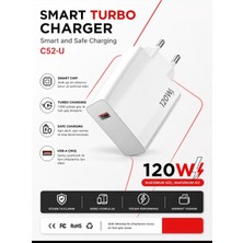 Junglee C52-U Smart Turbo Charger Adaptör 120W 3A USB Girişli Hızlı Şarj Smart Chip Fast Charging