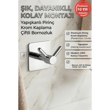 Banyom Home Yapışkanlı Paslanmaz Pirinç Işıl Krom Çiftli Bornozluk Havluluk Banyo Askısı