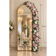 DIVA FLOWERS Dıva Flowers Boy Aynası & Arka Fon Çiçek Aranjmanı - Ayna ve Tağ Çiçeği Yapay Çiçek Aranjmanı 150X25 cm - Nişan Söz Düğün Dekoru⁠