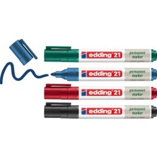 Odea Edding 21 Ecoline Permanent Markör, 4'lü Set, Karışık Renkler, Yuvarlak Uç, Yeniden Doldurulabilir
