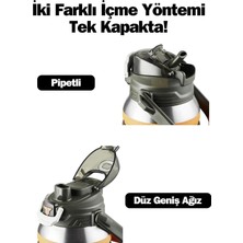 Universal Tkk Mega Boy 1500ML Pipetli/pipetsiz Kullanım Askılı Paslanmaz Çelik Termos Matara (Turuncu)