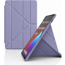 Fumeyabi Redmi Pad Se 11 ile Uyumlu Kılıfı Kalem Koyma Bölmeli, Standlı, Uyku Modlu, Şeffaf Arka Yüzeyli, Silikon ve Suni Deri Tasarımlı Ergonomik Akıllı Kılıf Lavanta