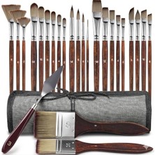 Odea Hannah 25 Adet Birinci Sınıf Akrilik Boya Fırça Seti Sentetik Sanatçı Fırçası, Kanvas Düzenleme Çantası ve Spatula, Akrilik, Sulu Boya, Yağlı Boya, Guaj, Taş Boyama Için, Akrilik Fırça