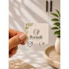 Rizmir Gümüş Renk Geometrik V Detaylı Minimal Kadın Küpe