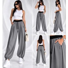 Moda Rüyası Kadın Oysho Bol Paça Lastikli Bel Bağcıklı Büzgülü Paça Şalvar Pantolon