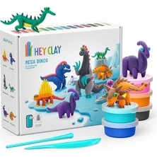 Odea Hey Clay Mega Dinozorlar Seti - Çocuklar Için Hava ile Kuruyan ve Şekil Alan Kil Seti - 15 Kutu ve Şekillendirme Aletleri - 5-7 Yaş Için Dinozor Oyuncakları