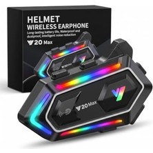Odea Y20 Max Motosiklet Kask Intercom Seti, Ipx6 Su Geçirmez Kask Içi Bluetooth Kulaklık, Akıllı Gürültü Azaltıcı Çift Çekirdek Işlemci, Rgb Işıklı & Sert Mikrofonlu, Siyah