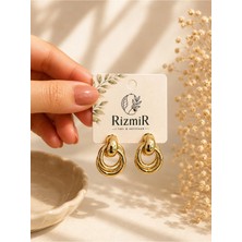Rizmir Gold Çoklu Halka Sallantılı Kadın Küpe