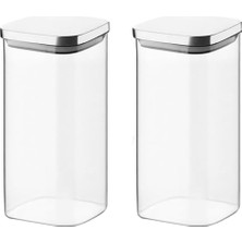 Universal Metal Kapaklı Vakumlu Kare Kavanoz, Hava Geçirmez Saklama Kabı, 360 ml 2 Adet