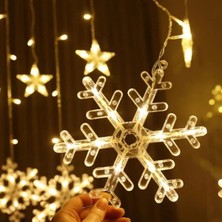 Toha ❄️⭐ 2,5 Metre Kar Tanesi ve Yıldız LED Perde Işık – 8 Fonksiyonlu Günışığı Yılbaşı Noel Dekorasyon Aydınlatması 🎄✨