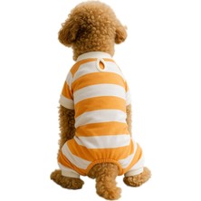 Odea Mpz Pets Kedi ve Köpek Kıyafeti & Elbisesi 4 Bacak Tulum Turuncu Beyaz Çizgili Xl