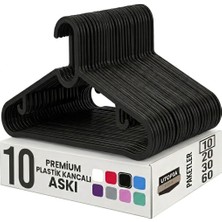 Odea Coverest 10 Adet Slim Plastik Elbise Askısı, Gardrop Için Alan Tasarruflu Pantolon Gömlek Ceket Etek Askısı, Kıyafet Askısı, 39.5 cm x 17.5 cm (10, Siyah)