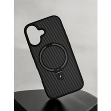 Fumeyabi [carbonholder] iPhone 17 ile Uyumlu Standlı Manyetik Özellikli Premium Carbon Yüzey Telefon Kılıfı