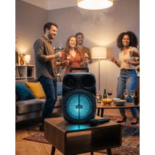 Fumeyabi Bluetooth Taşınabilir Karaoke Hoparlör 6.5 Inç Mikrofonlu Rgb Işıklı USB Tf Kart Destekli