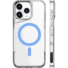Fumeyabi iPhone 16 Pro Max Ile Uyumlu Mag Safe Özellikli Ultra Kristal Kenarları Yumuşak Arkası Sert Tam Koruyuculu Silikon Kılıf (Şeffaf/açık Mavi, 6.9 Inç)