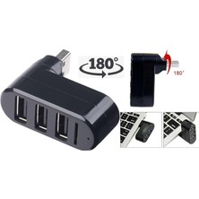 Fumeyabi 3 Port 180 Dirsek USB Hub Çoğaltıcı Çoklayıcı USB 2.0 Çoklama
