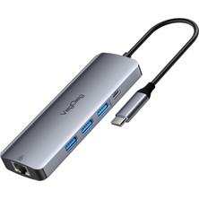 Fumeyabi Type-C To HDMI VGA Ethernet Aux 1*usb 3.0 2*usb PD100W Tf Sd Kart Okuyucu Çoklayıcı Dönüştürücü
