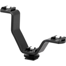 Universal Dslr Için V Bracket Üç Girişli Flaş, Led, Mikrofon Tutucu Ufak