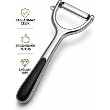 Nokka Düz Soyacak Paslanmaz Çelik – Ergonomik Tutma Saplı Dayanıklı Sebze ve Meyve Soyucu