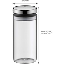 Universal Cam Saklama Kavanozu, 1 L, 21,5 Cm, Kapaklı, Geniş Ağızlı, Kahve Çekirdeği, Müsli ve Kuru Gıda Saklama Kabı