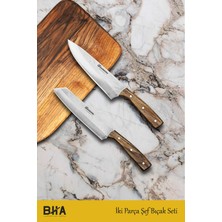 Sürmene Bıçakçı Hacı Ahmet Sürmene Bha Santoku ve Nakiri Iki Parça Aşçı Şef Bıçağı Seti Mutfak Çeyiz Hediye Gastronomi 18,5 cm