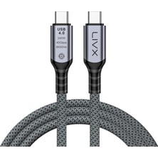 Universal Fast USB 4.0 40GBPS, 240W, 8K60Hz Usb4.0 Usb-C Kablosu 1 Metre Gri Klv-01