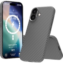 Fumeyabi iPhone 17 ile Uyumlu Kablosuz Şarj Uyumlu Destekli Kevlook Kılıf Darbe Önleyici, Tam Koruma (Gri)