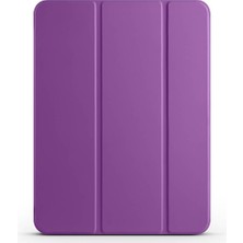 Fumeyabi Apple ile Uyumlu iPad Pro 11 2024 Smart Cover Kalem Bölmeli Standlı 1-1 Kılıf Mor