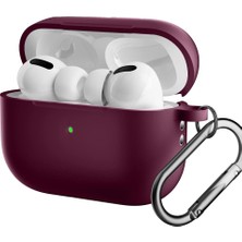Fumeyabi For Airpods Pro 2 ile Uyumlu Kılıf Silikon Tam Koruma Kancalı Anahtarlık Comely For Apple Airpods Pro 2 ile Uyumlu Silikon Kılıf Bordo