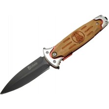Efnaz Style Fs 11031 Kahverengi Kamp Çakı 20CM- Police Işlemeli, Ahşap Sap, Kemerlikli, Cam Kırma Aparatlı