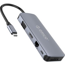 Fumeyabi Type-C To USB 3.0 HDMI 4K@30Hz VGA RJ45 Sd Tf Aux Pd Dönüştürücü Hub