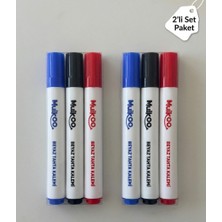 Muikoo 2 Paket 3'lü Beyaz Tahta Kalemi Seti - Kırmızı, Mavi, Siyah