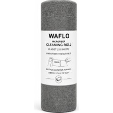 Odea Waflo Mikrofiber Temizlik Bezi Rulo 20'li - Gri | Yüksek Emicilik, Tekrar Kullanılabilir, Iz Bırakmaz