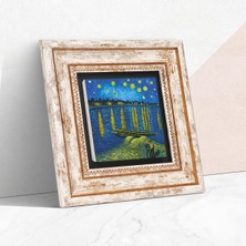 Universal Van Gogh Ren Nehri’nde Yıldızlı Bir Gece Taş Duvar Tablosu - Çerçeveli Taş Tablo - Dekoratif Duvar Sanatı - Modern Ev ve Ofis Duvar Dekoru K1-293