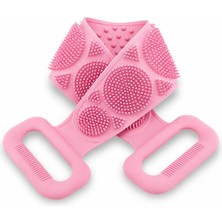 Universal Kyrotech 70 cm Uzun Silikon Banyo ve Sırt Kesesi, Çift Taraflı Masaj Etkili Duş Lifi, Ölü Deri Temizleyici ve Kan Dolaşımı Artırıcı Pembe Sırt Temizleyici, Ergonomik Tutma Kollu Hijyenik Vücut Fırçası