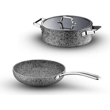 Brioni Stone-Age 3 Parça Tencere Tava Seti 30CM
