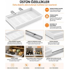 Odea Orret Home Teleskopik Dolap Içi Düzenleyici, Büyüyüp Küçülebilir Raylı Dolap Organizeri, Ayarlanabilir Sürgülü Mutfak Rafı, Tencere Tava Lavabo Altı Kiler Organizer, Yapıştırılabilir 32-64 cm Beyaz