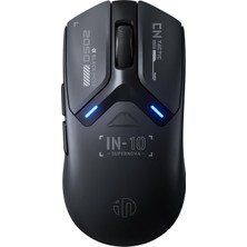 Universal IN10P Kablosuz Oyun Faresi, Üç Modlu 2.4g/usb-C Kablolu/bluetooth Pc Oyun Faresi, 60G Süper Işık, 26K Dpı, PAW3395 Optik Sensör, 8 Khz Yoklama Hızı, Tamamen Programlanabilir, Siyah